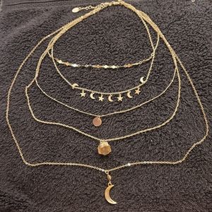 Vintage Silver Tone 5 in 1 Necklace